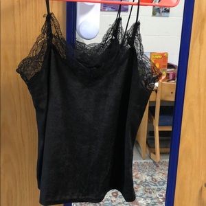 Velvet black Tank top with lace trim